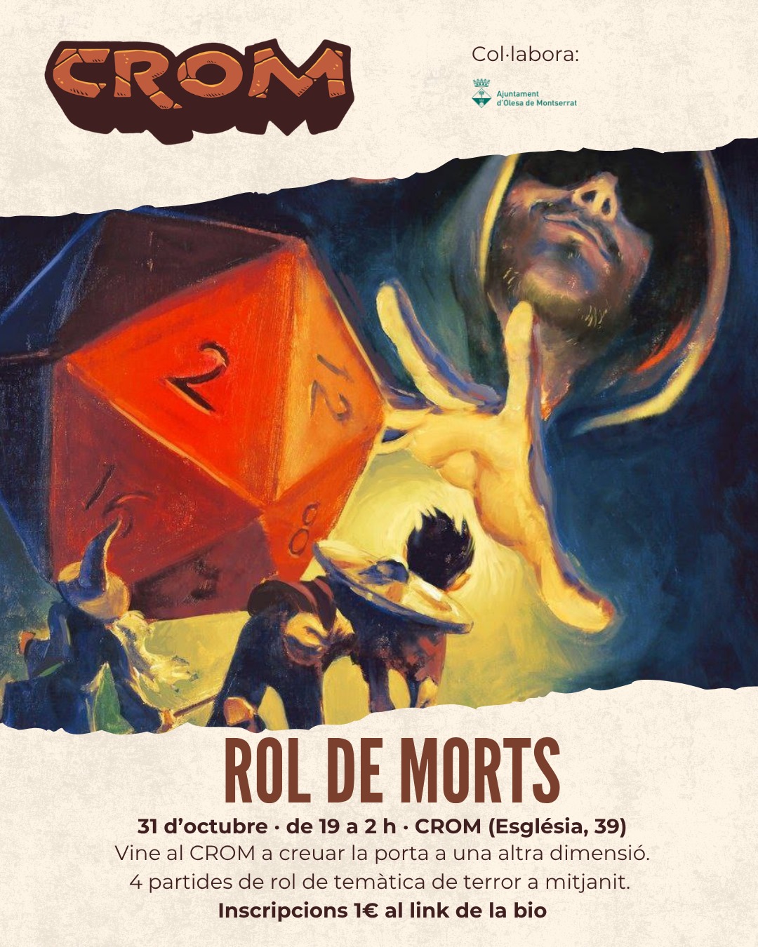 Cartell de la jornada de rol Rol de Morts, organitzada pel CROM per Tots Sants de 2025