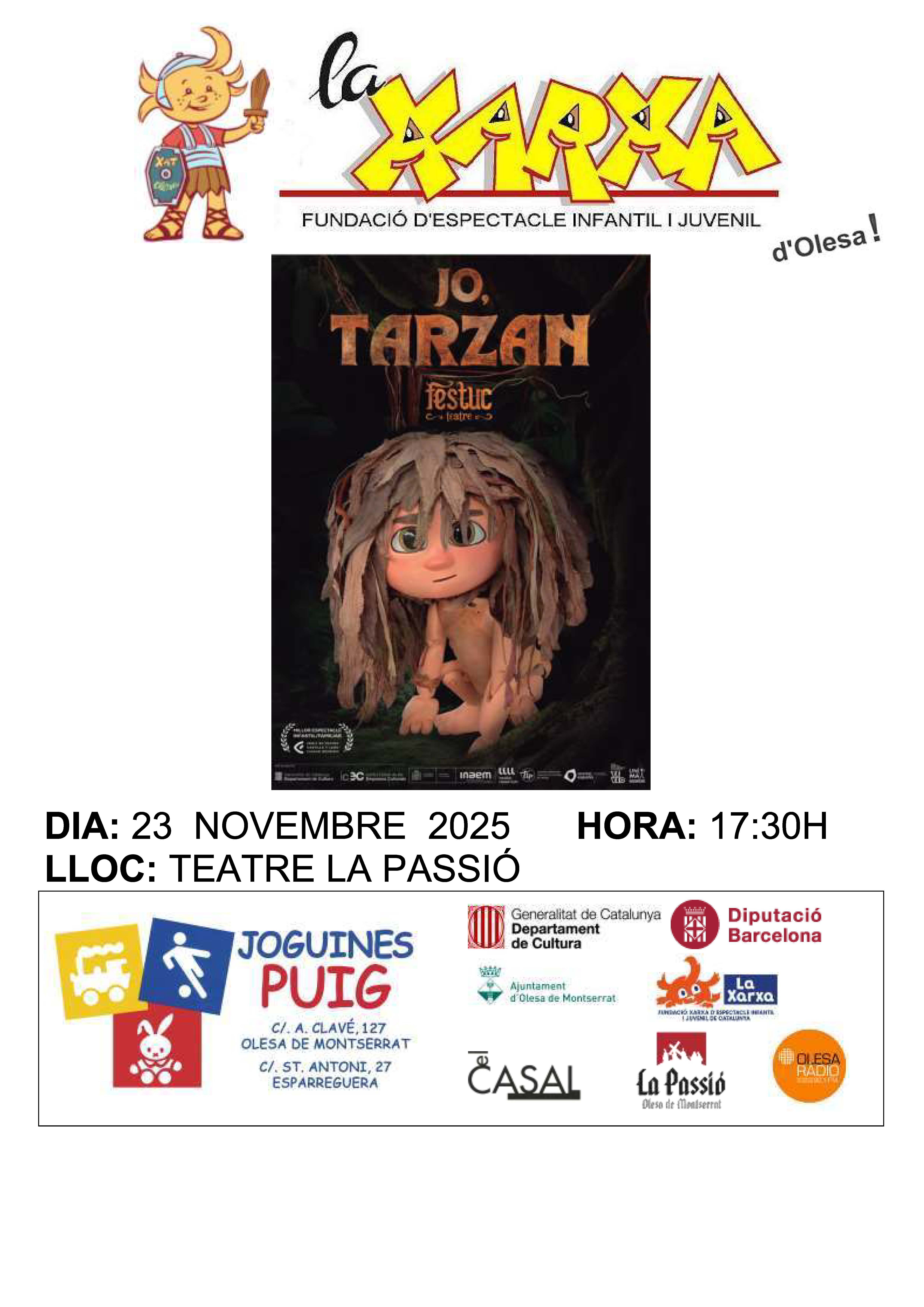 Cartell de l'obra de teatre Jo, Tarzan que es representarà al Casal el novembre e 2025