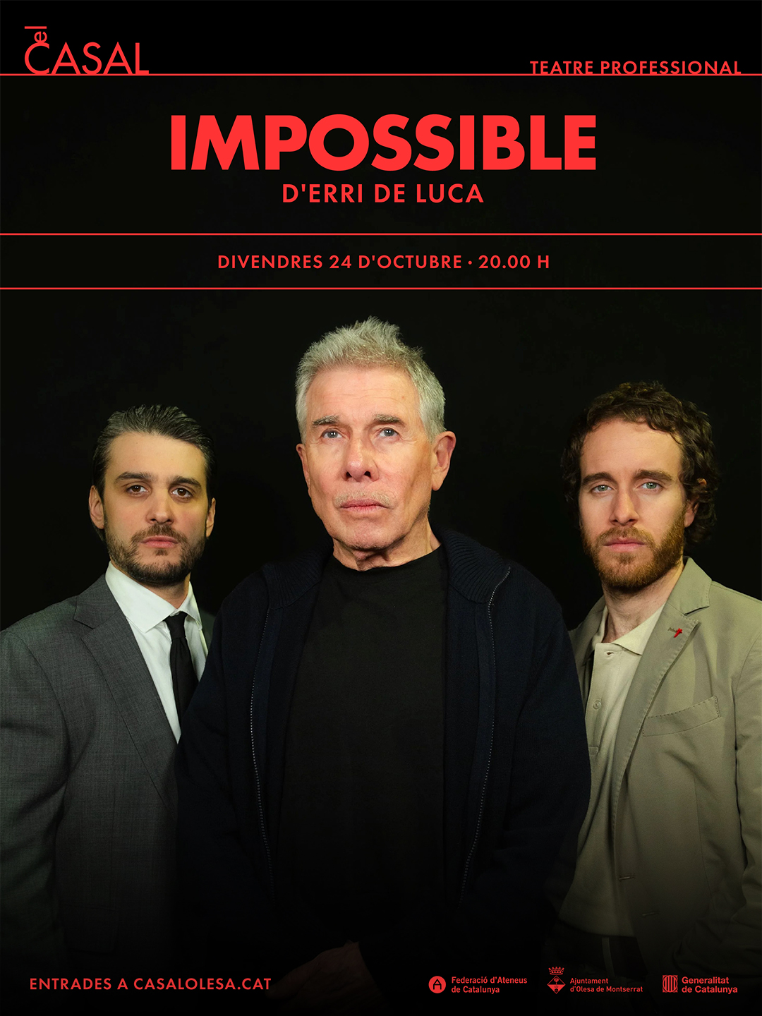 Cartell de l'obra de teatre Impossible, que es representa al Casal l'octubre de 2025