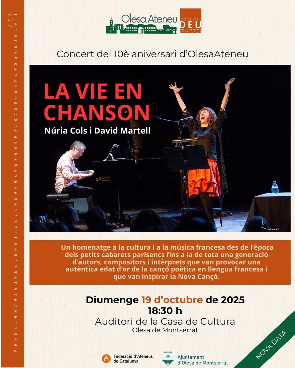 Cartell de la nova edició del concert La Vie en Chanson de l'OlesaAteneu 2025