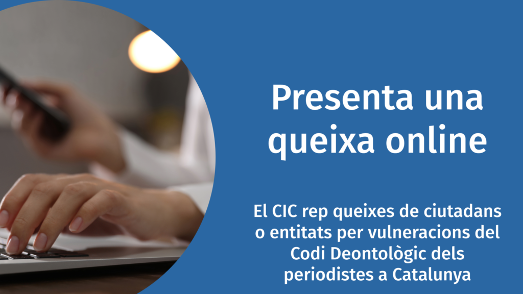 Bànner del web del consell de la Informació de Catalunya per presentar-hi queixes