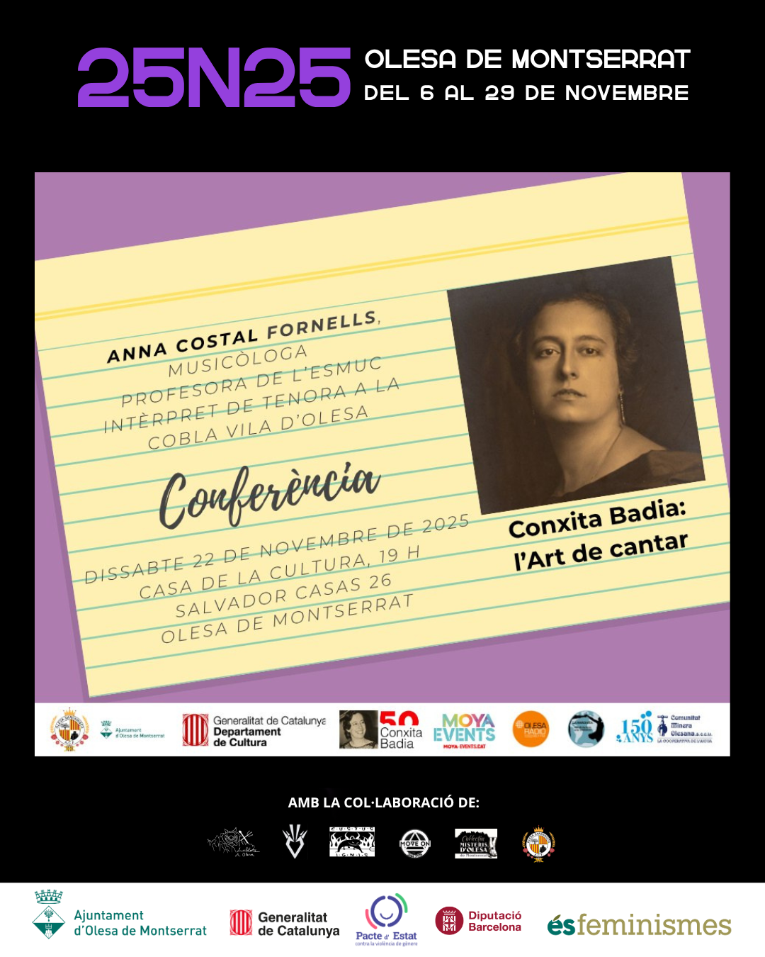 Cartell de la conferència sobre Conxita Badia pel 25N de 2025