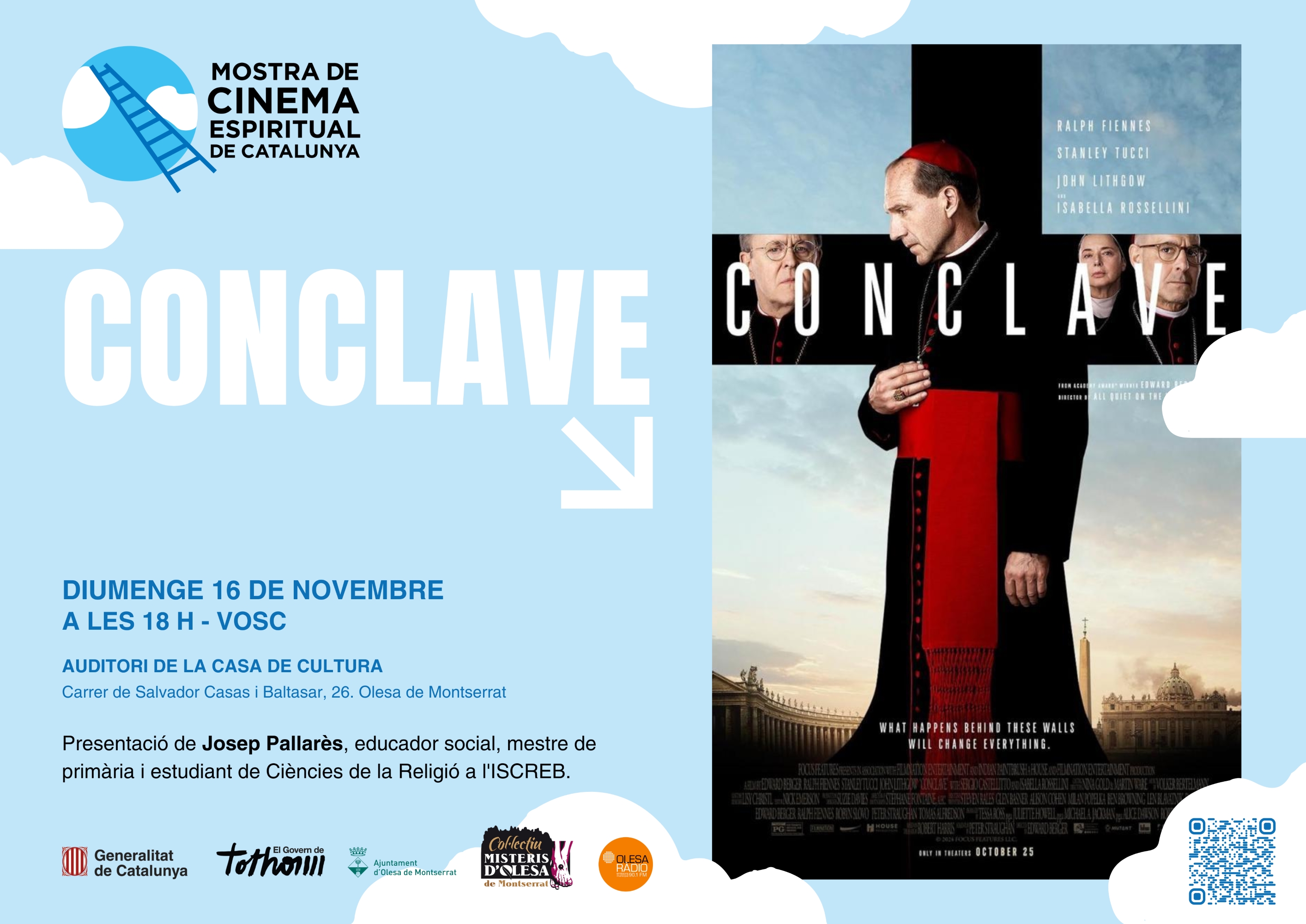 Cartell de la projecció de la pel·lícula Conclave per la mostra de cinema espiritual 2025