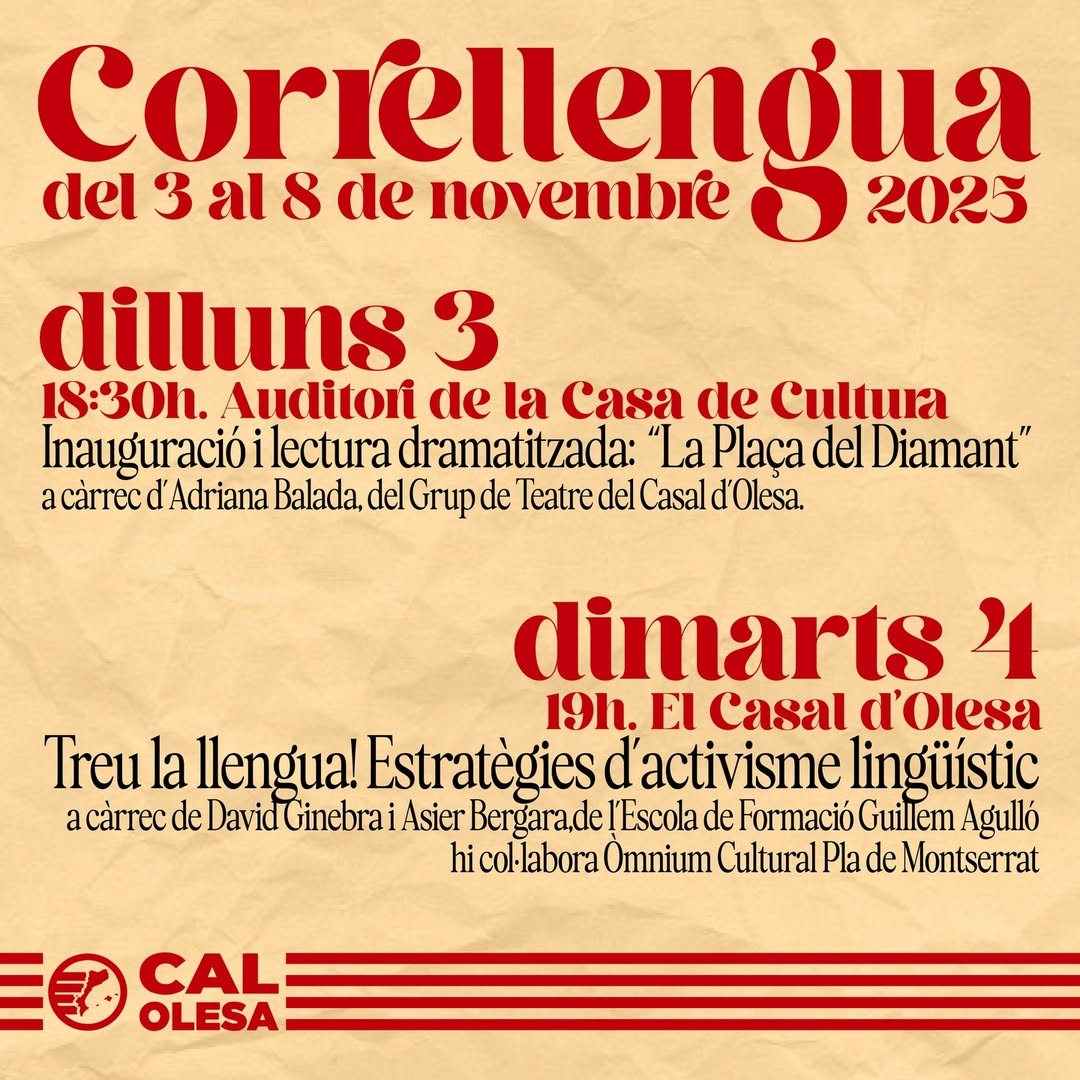 Cartell dels actes del Correllengua 2025 pel 3 i 4 de novembre