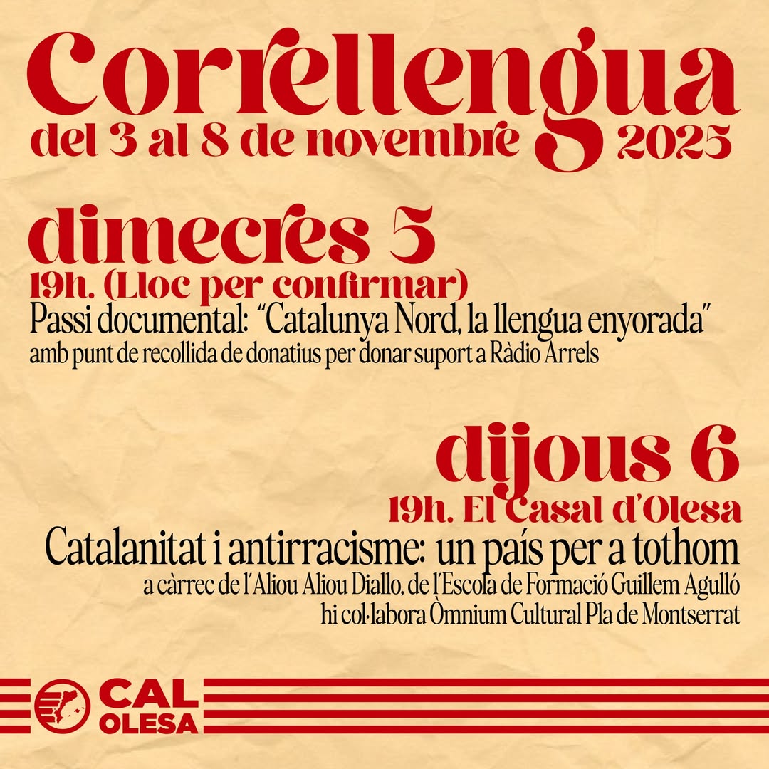 Cartell dels actes del Correllengua 2025 pel 5 i 6 de novembre