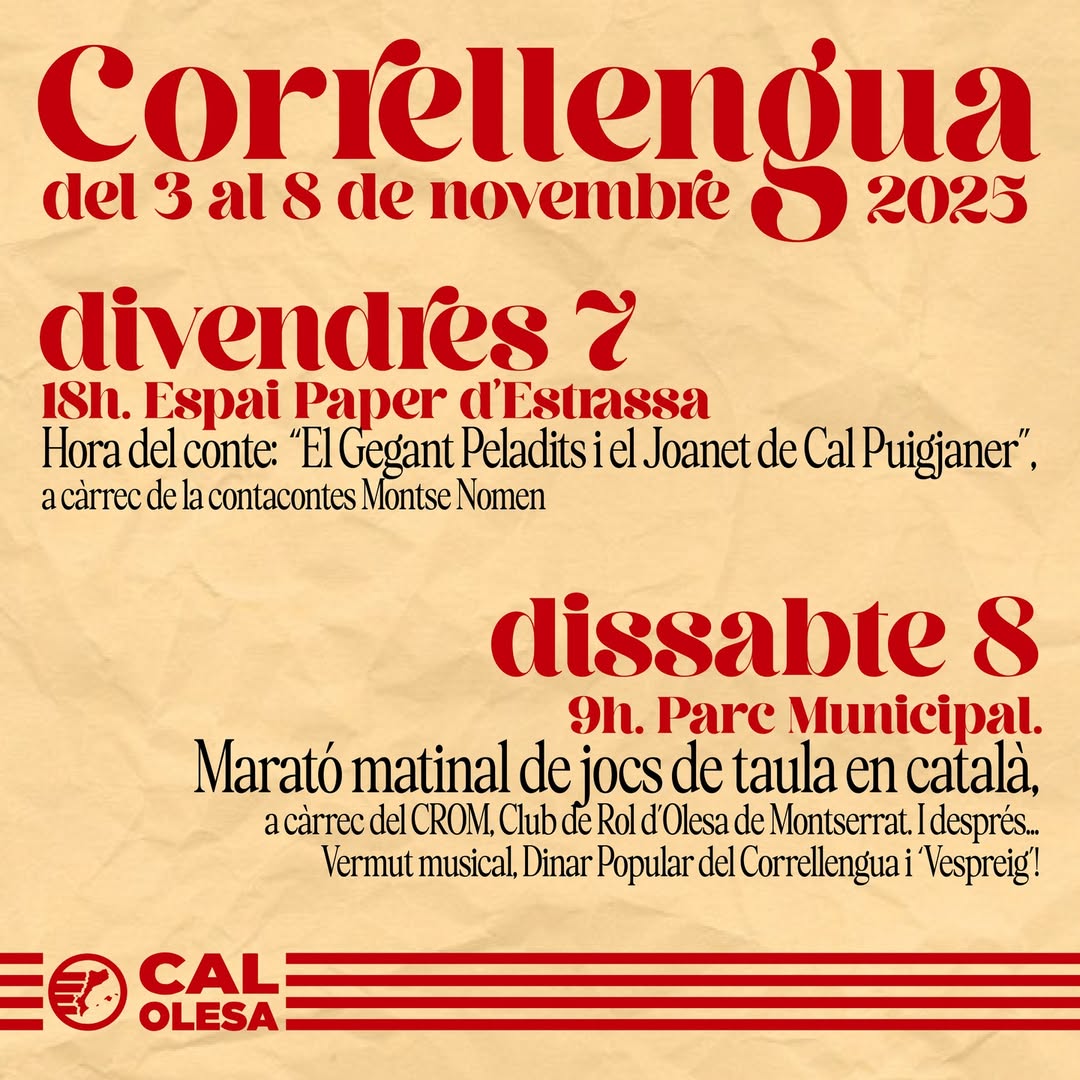 Cartell dels actes del Correllengua 2025 pel 7 i 8 de novembre