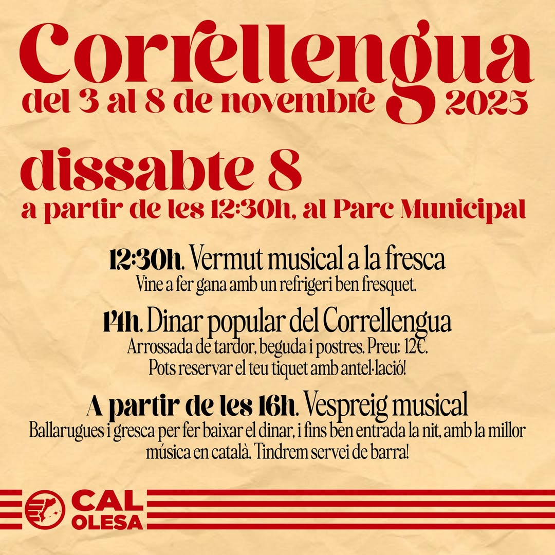 Cartell dels actes del Correllengua 2025 pel 8 de novembre