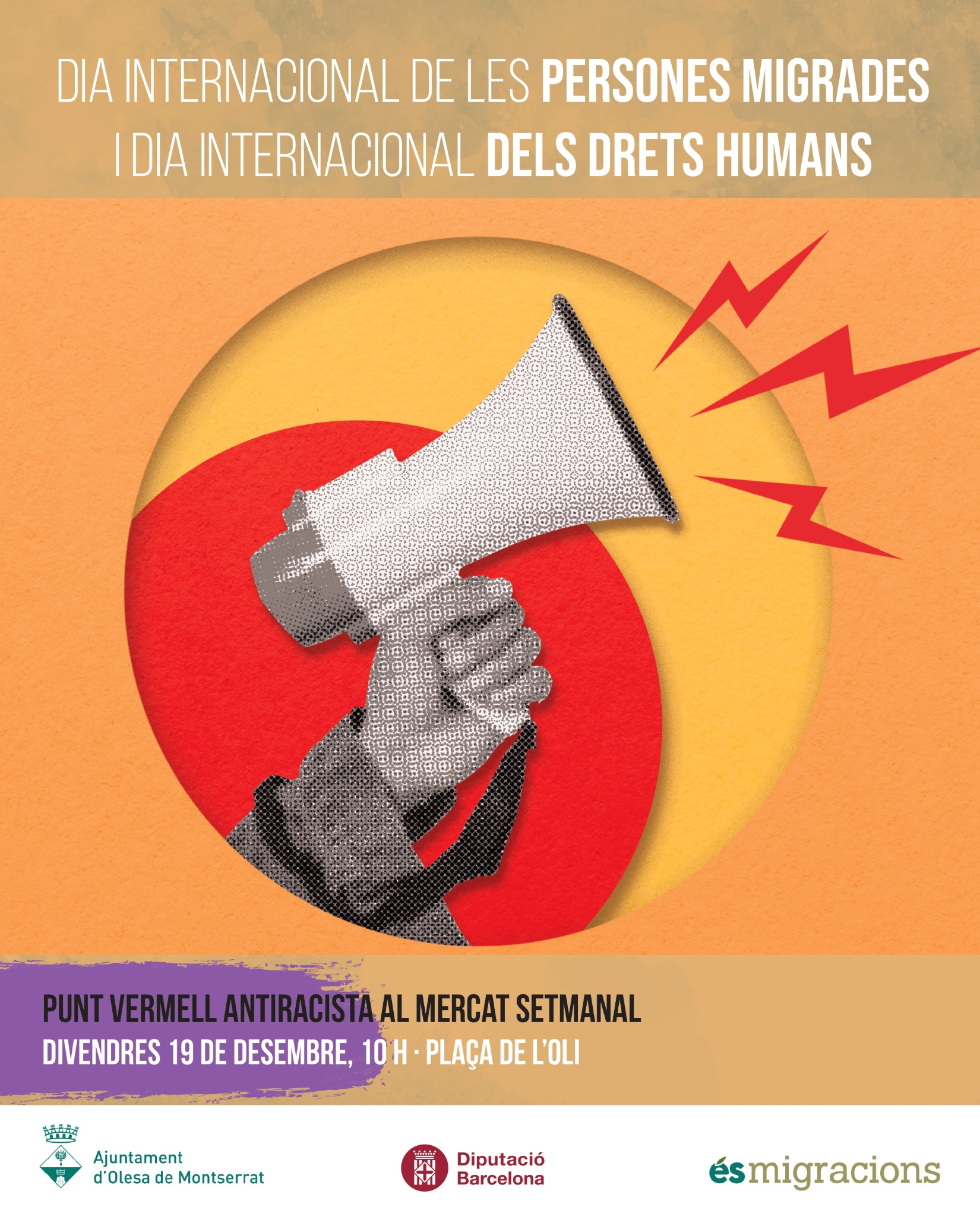 Cartell del Punt vermell antiracista pel dia de les Persones Migrades 2025