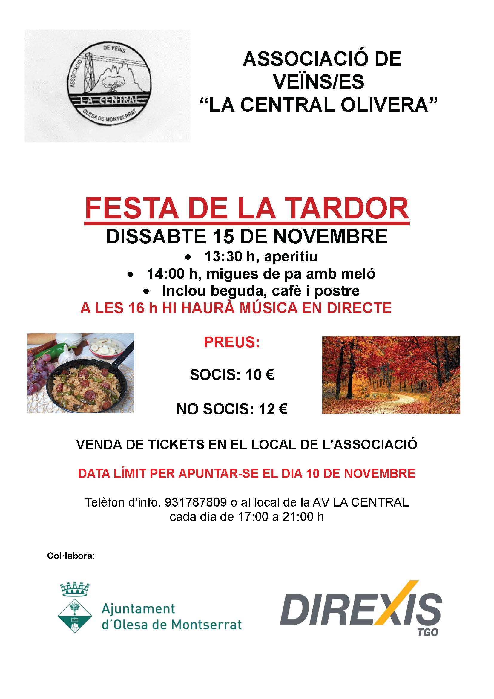 Cartell de la Festa de tardor de l'AV La central-L'Olivera 2025