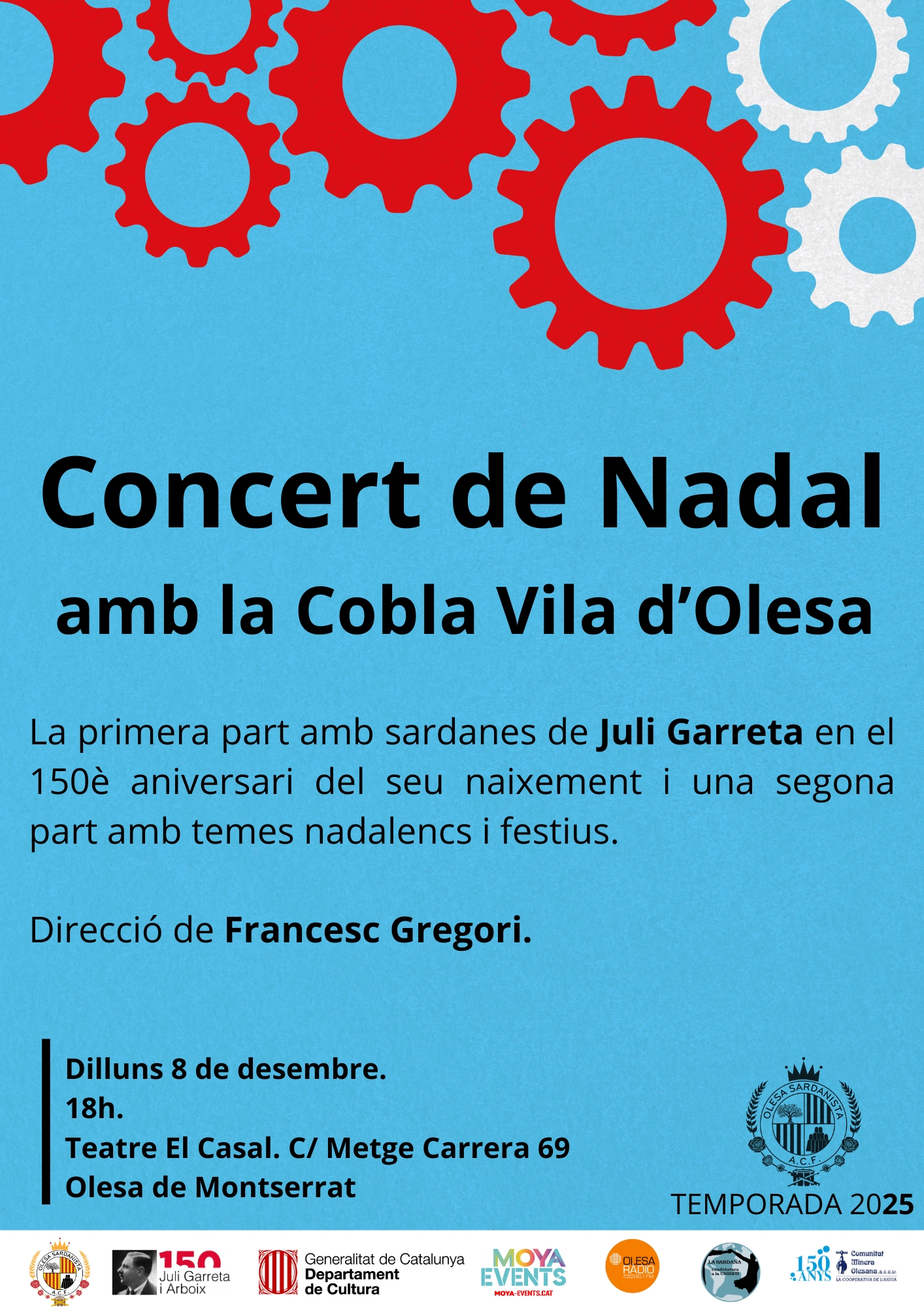 Cartell del concert de Nadal amb la Cobla Vila d'Olesa 2025