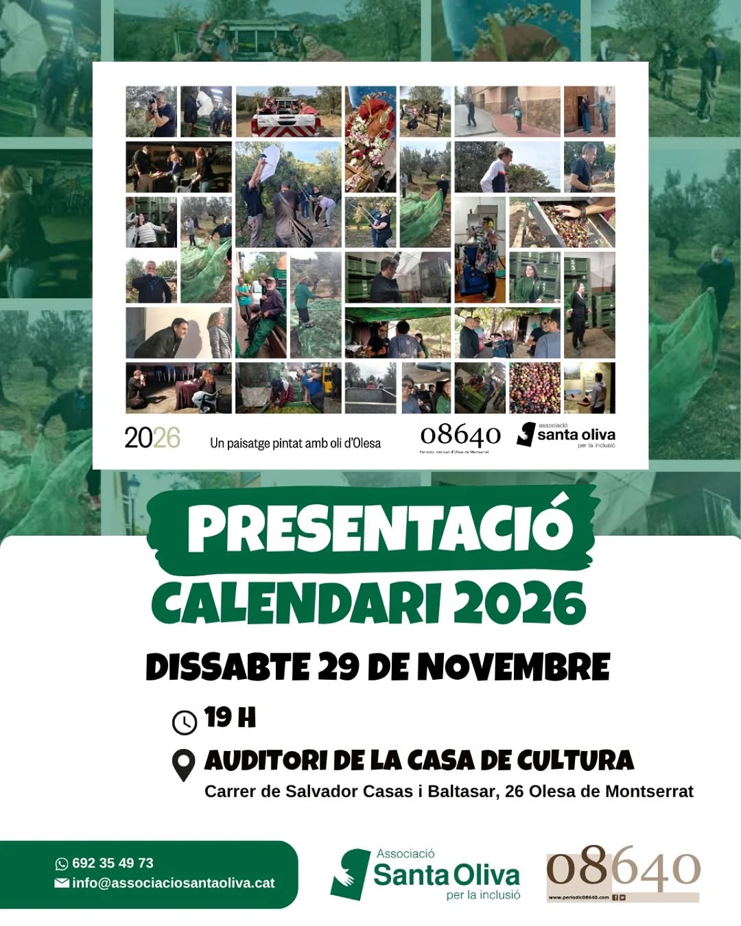 Cartell de l'acte de presentació del calendari 2026 del diari 08640