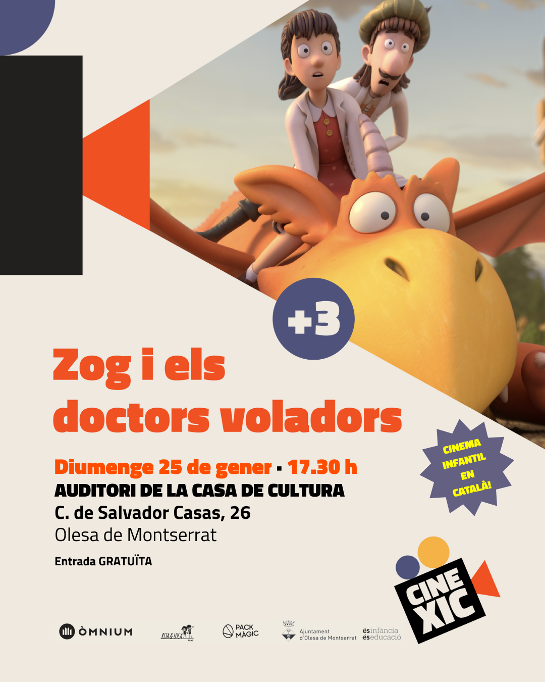 Cartell de la pel·lícula Zog i els doctors voladors, projectada dins el cicle Cinexic de gener de 2026