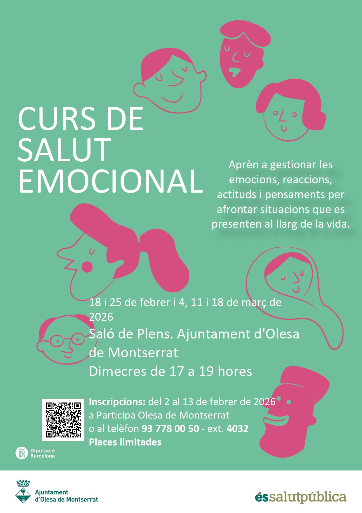 Cartell del curs de salut emocional organitzat per febrer i març 2026