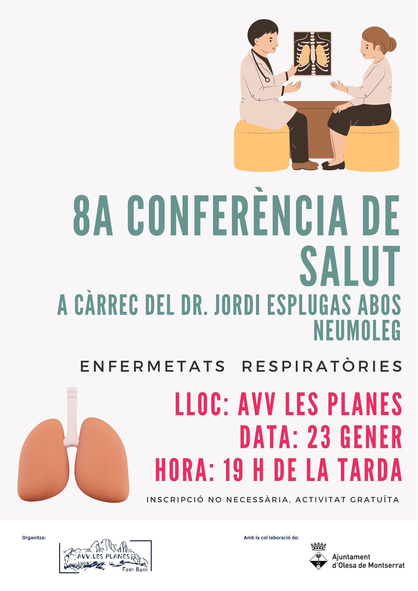 Cartell de la conferència de salut AV Les Planes: malalties respiratòries.