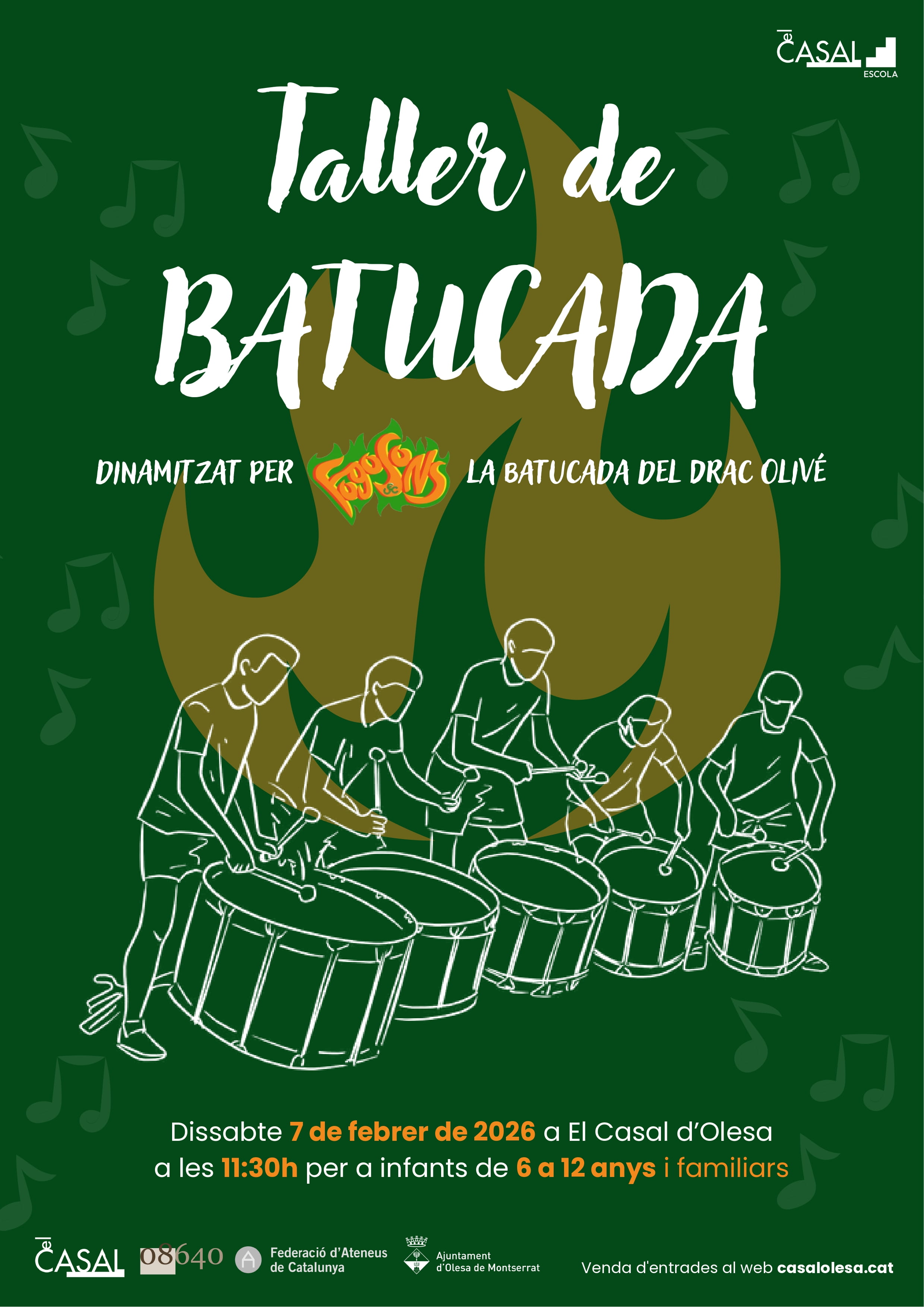 Cartell del taller de batucada. 