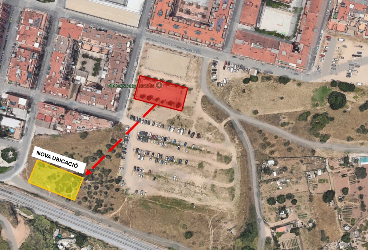 Plànol sobre la reubicació de la zona d'esbarjo per a gossos i pipicà de La Central