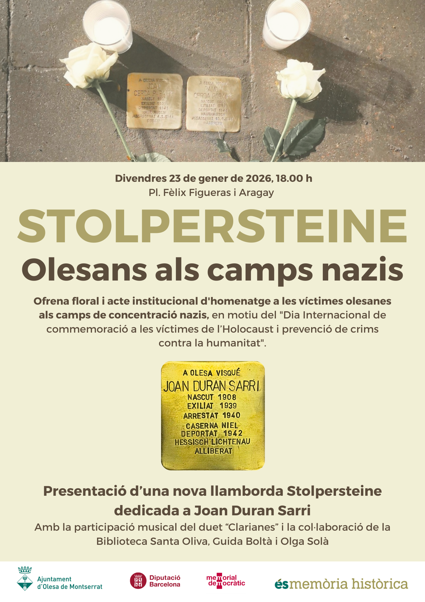 Cartell de l'acte d'homenatge als olesans víctimes dels camps nazis de 2026