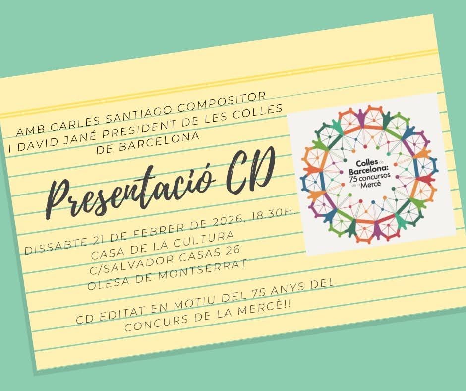 Cartell presentació CD dels 75 anys del concurs de la Mercè.