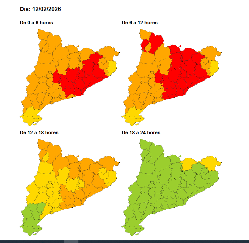 Mapa de perill sobre l'episodi de fort vent