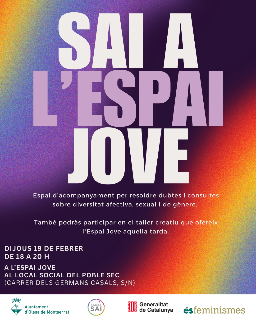 Cartell del SAI a l'Espai Jove.