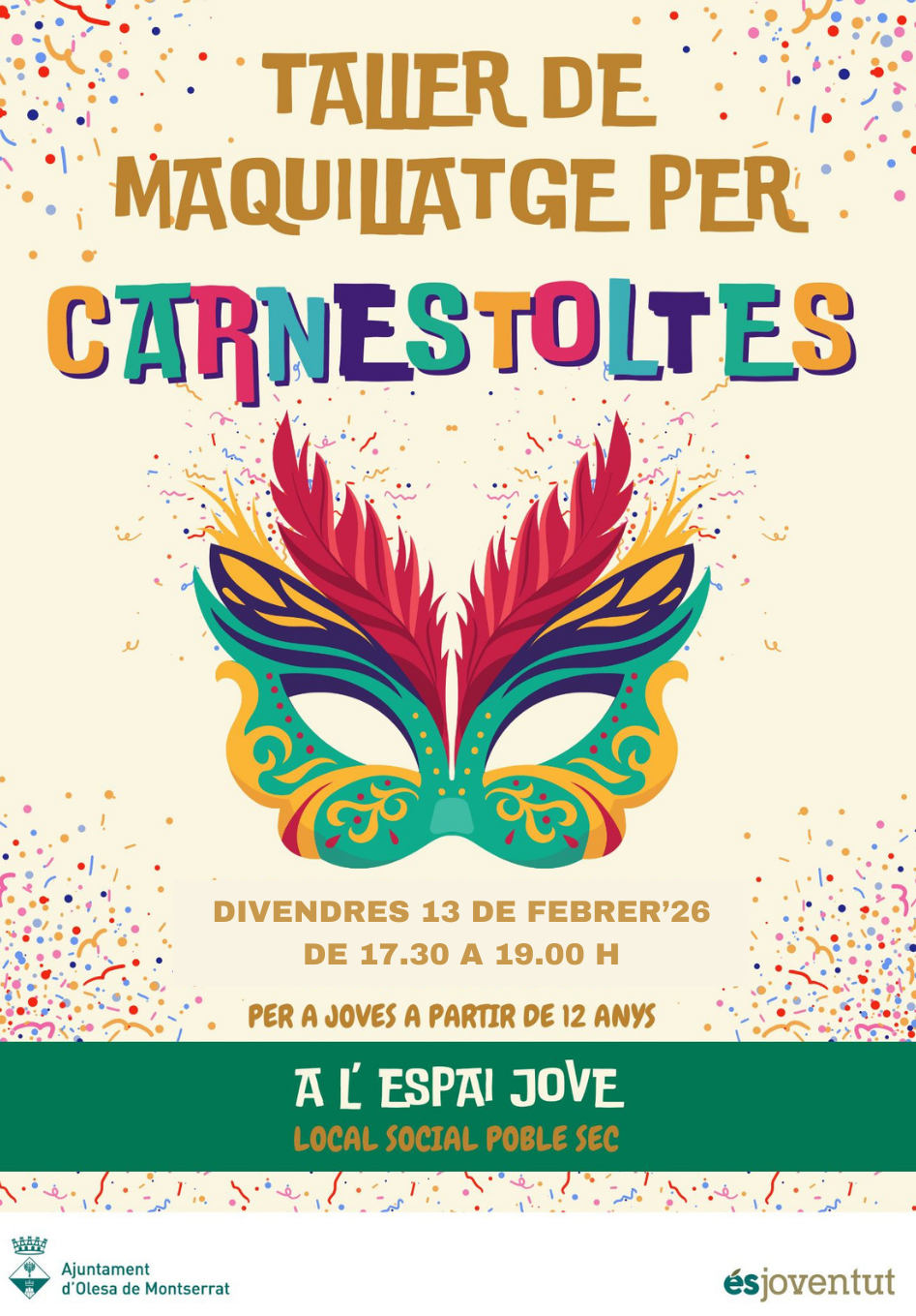Cartell del Taller maquillatge Carnestoltes.