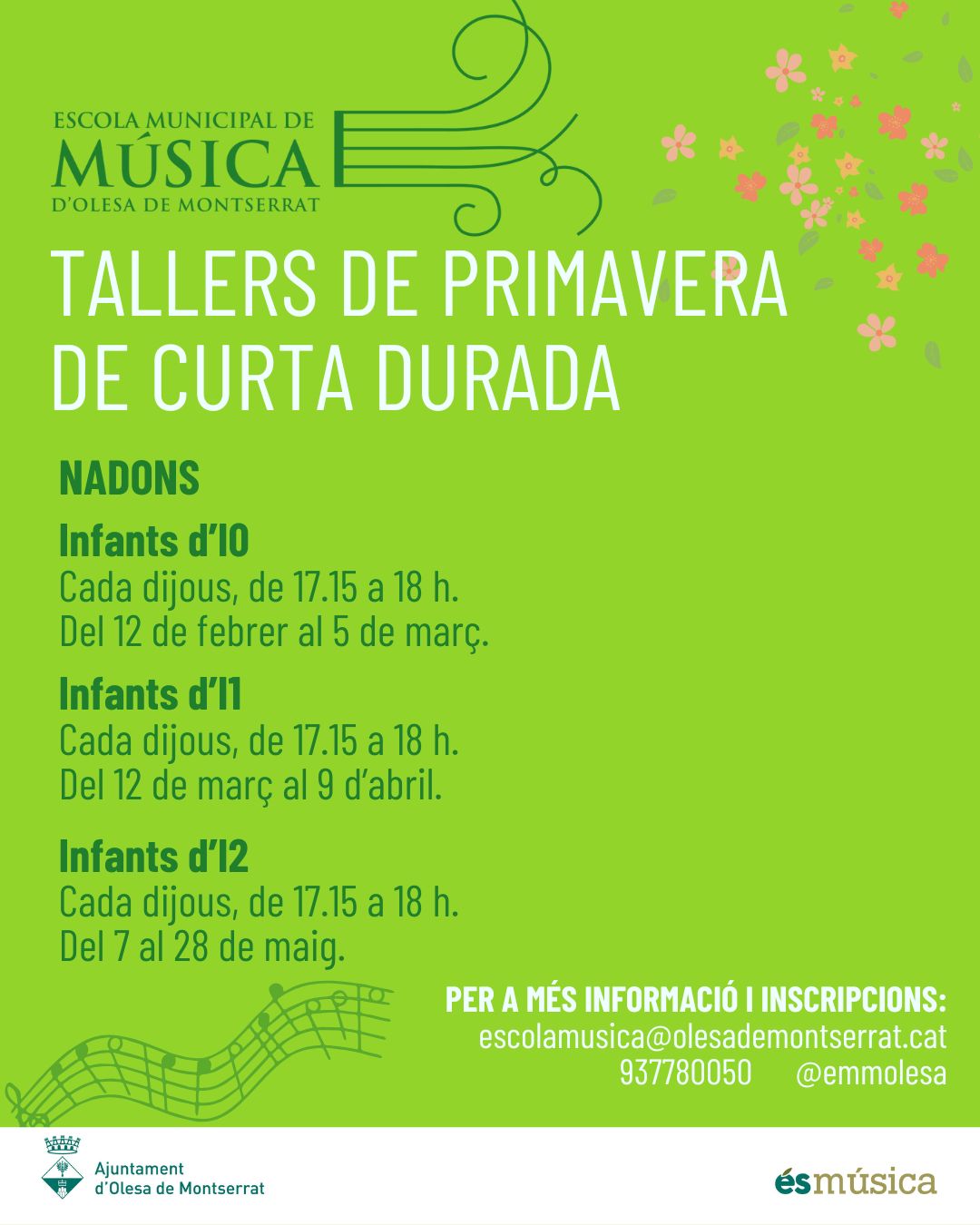 Cartell dels Tallers de Primavera de curta durada de l'EMMOM