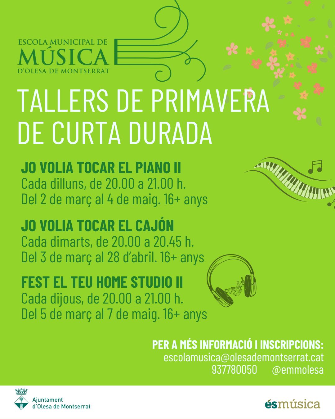 Cartell dels Tallers de Primavera de curta durada de l'EMMOM