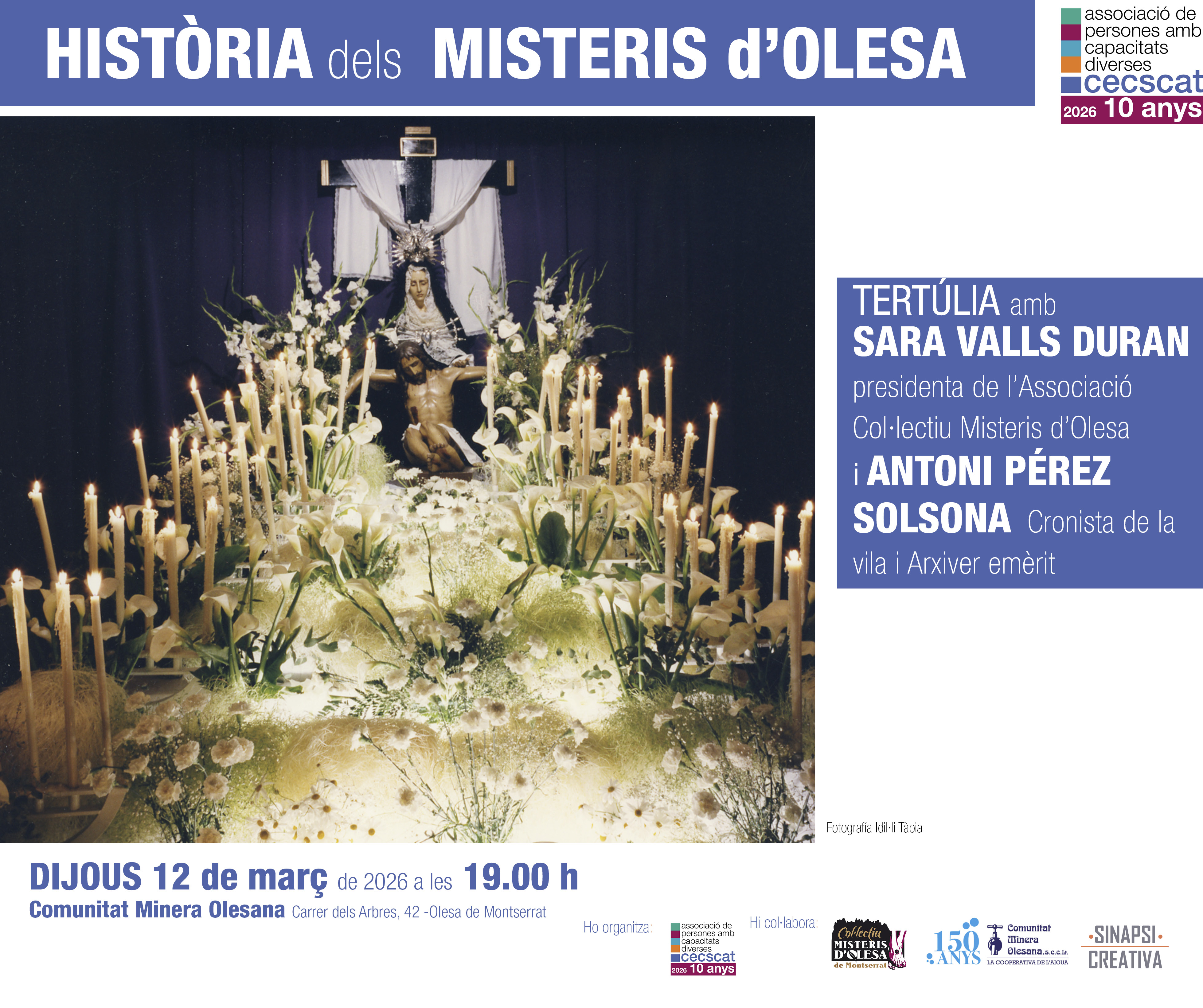 Cartell tertúlia "Història dels Misteris d'Olesa"