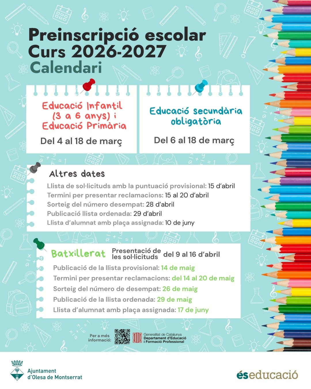Cartell Preinscripció escolar curs 2026-2027