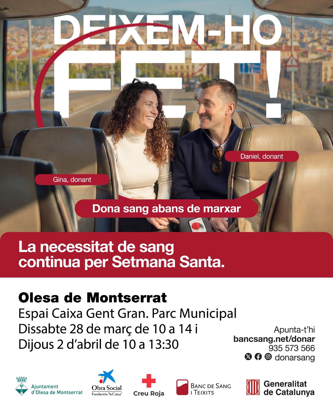 Cartell campanya banc de sang març i abril