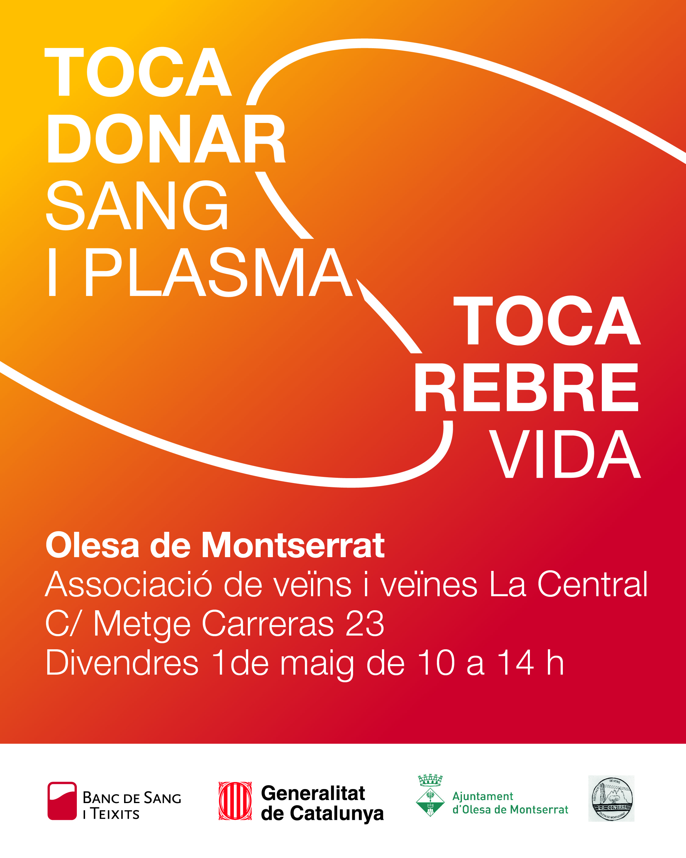 Cartell campanya donació de sang 1 de maig 2026