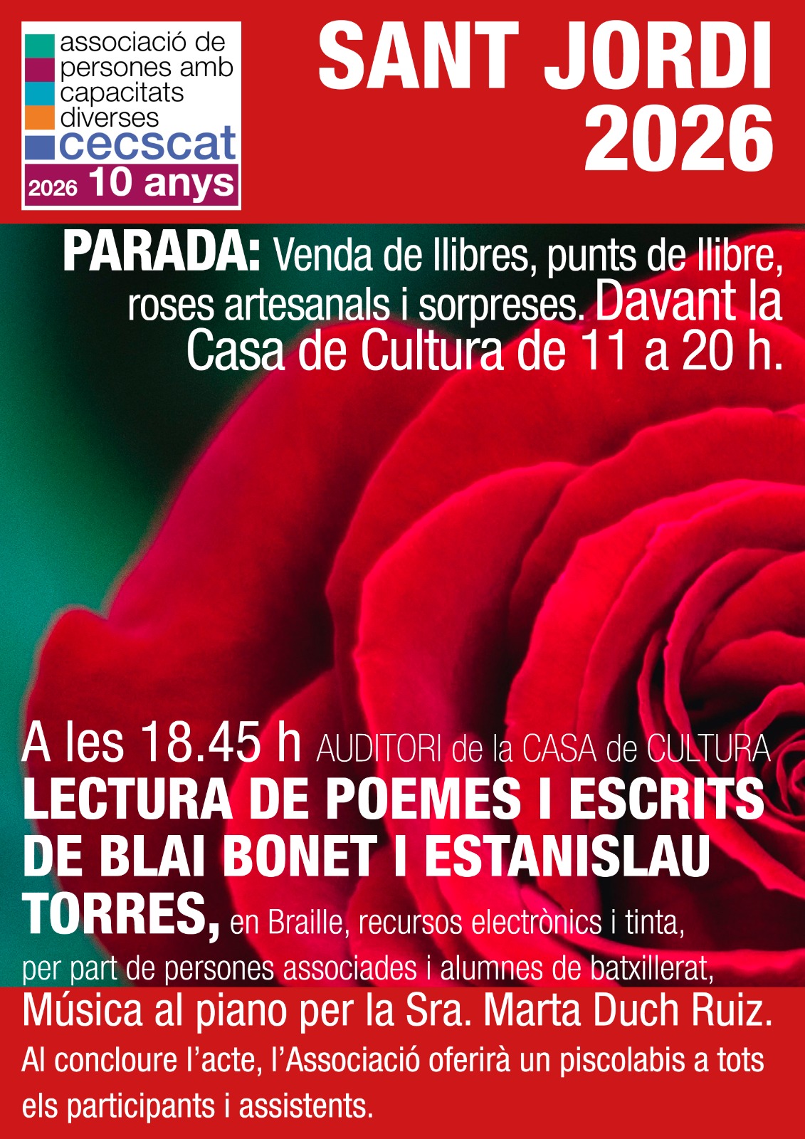 Cartell activitats Sant Jordi organitzades per Cecscat