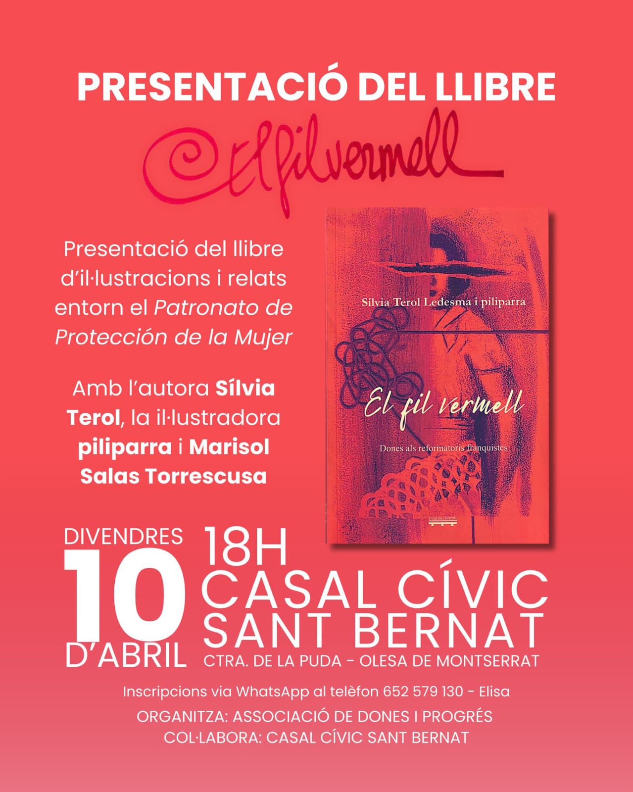 Cartell de la presentació del llibre "El fil vermell"