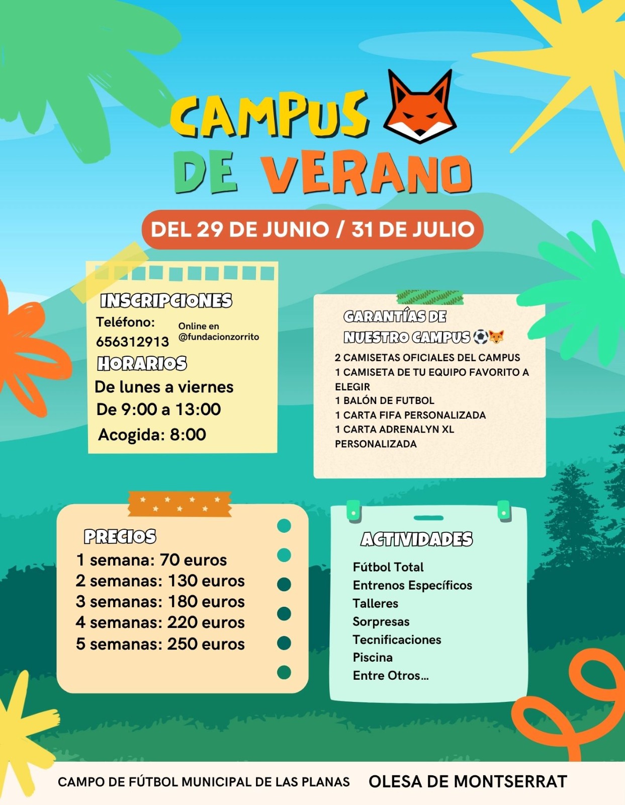 Cartell del Casal d'Estiu de la Fundación Zorrito