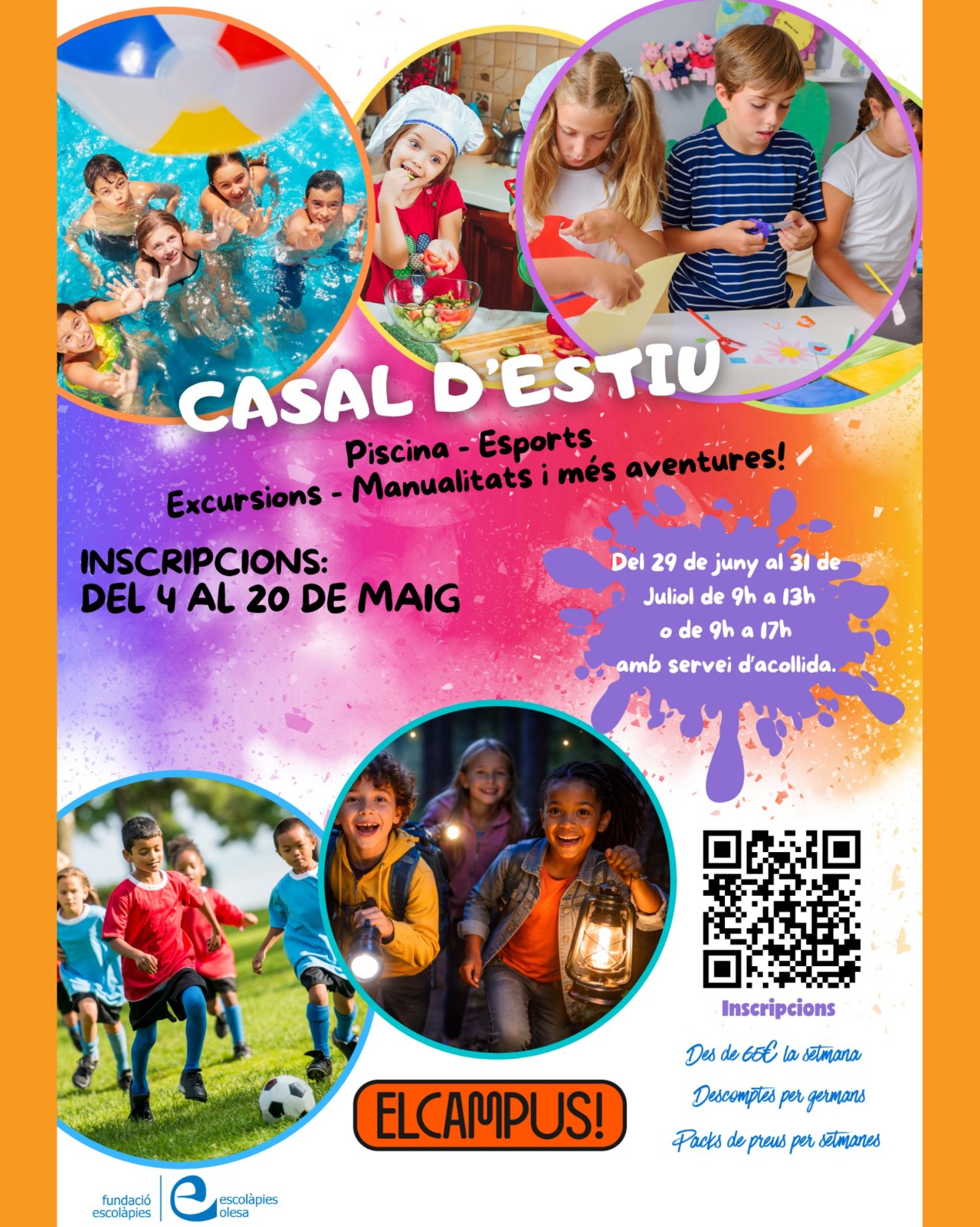 Cartell del Casal d'Estiu de l'escola Escolàpies