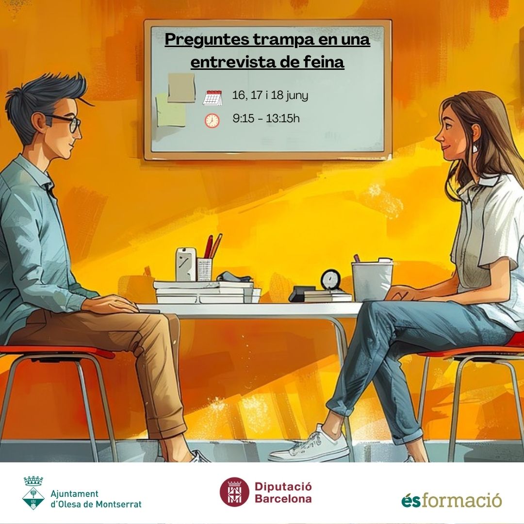 Cartell curs "Preguntes trampa en una entrevista de feina"