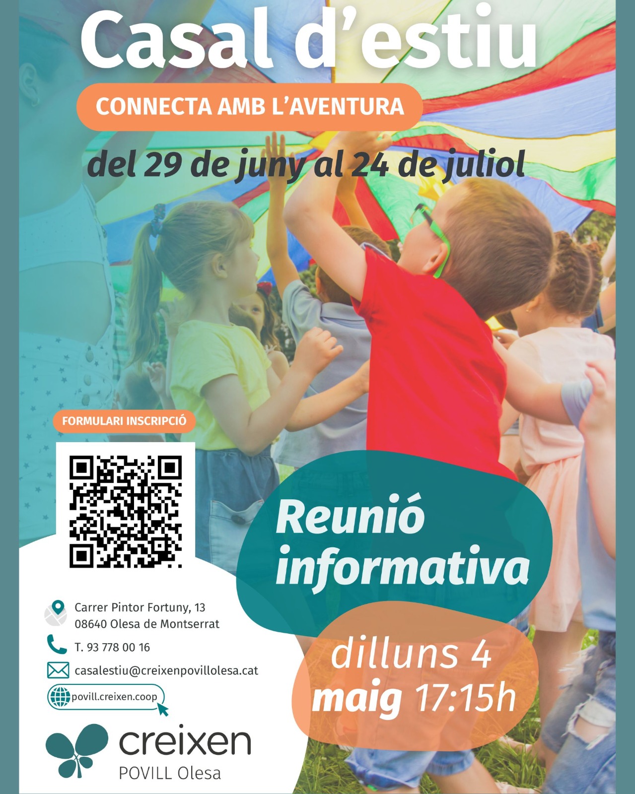 Cartell del Casal d'Estiu de l'escola Creixen Povill
