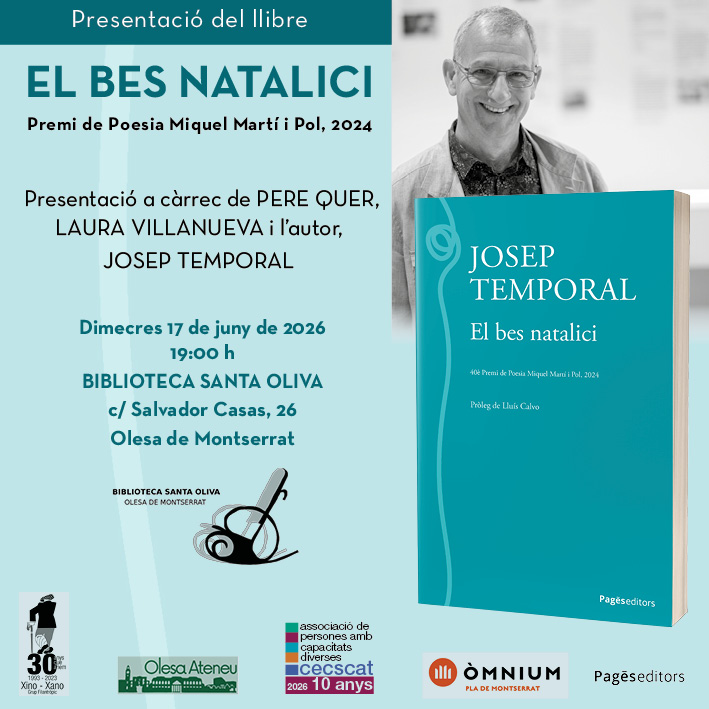 Cartell de la presentació del llibre "El bes natalici"