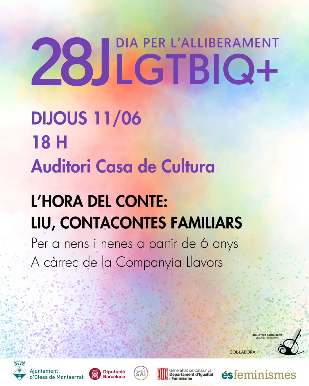 Cartell de l'hora del conte 28J: "Liu, contacontes familiars"