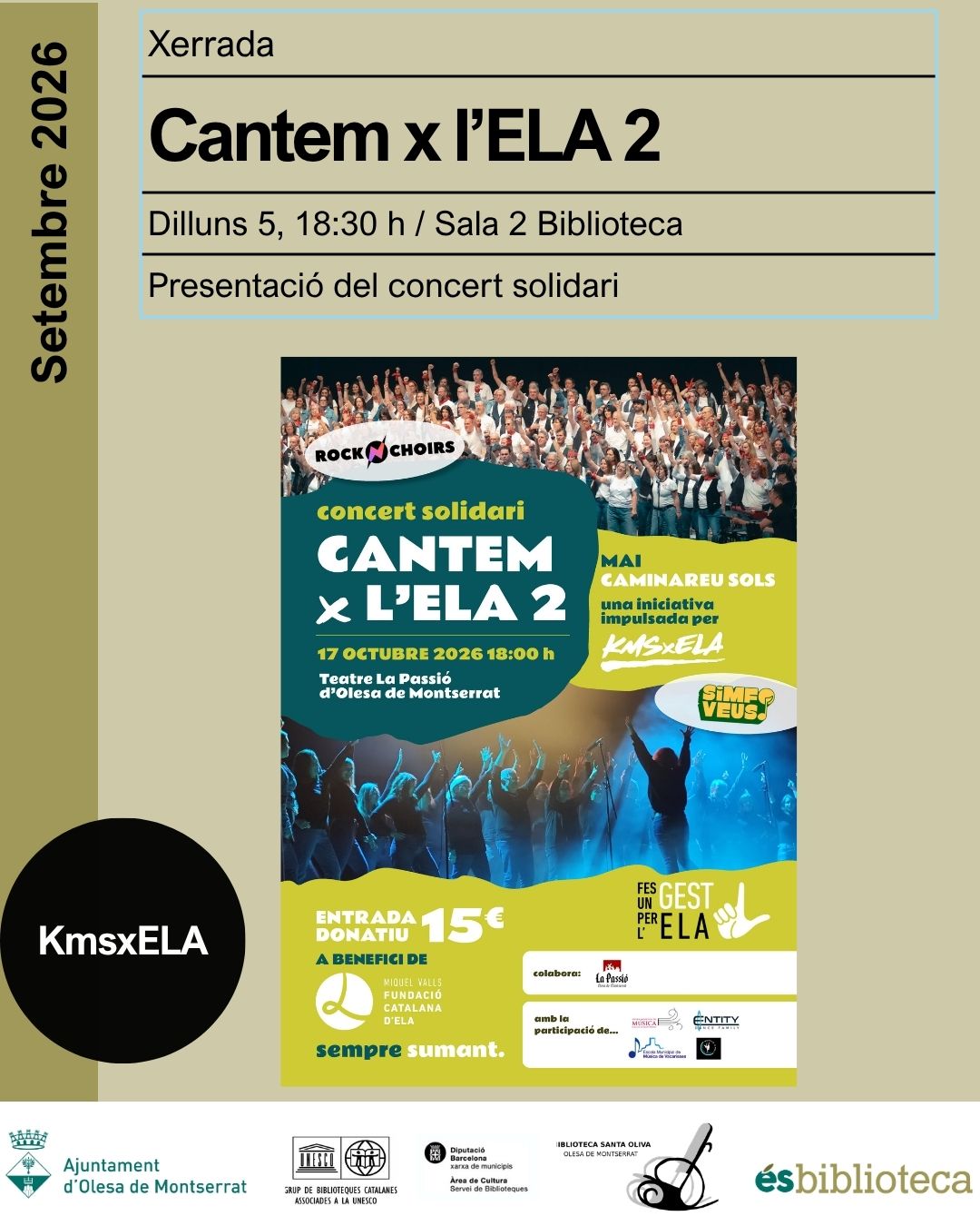 Cartell de la presentació del Cantem x l'ELA 2