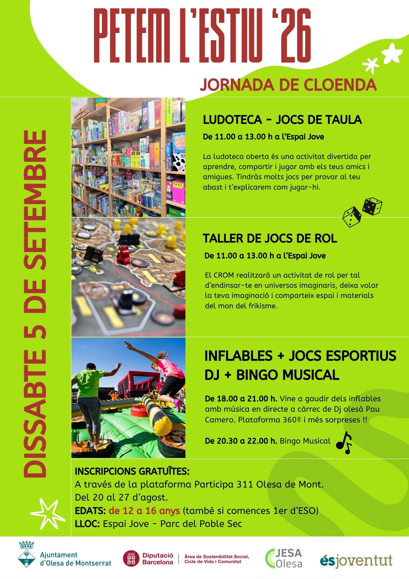 Cartell del Petem l'estiu '26 amb les activitats del 5 de setembre de 2026