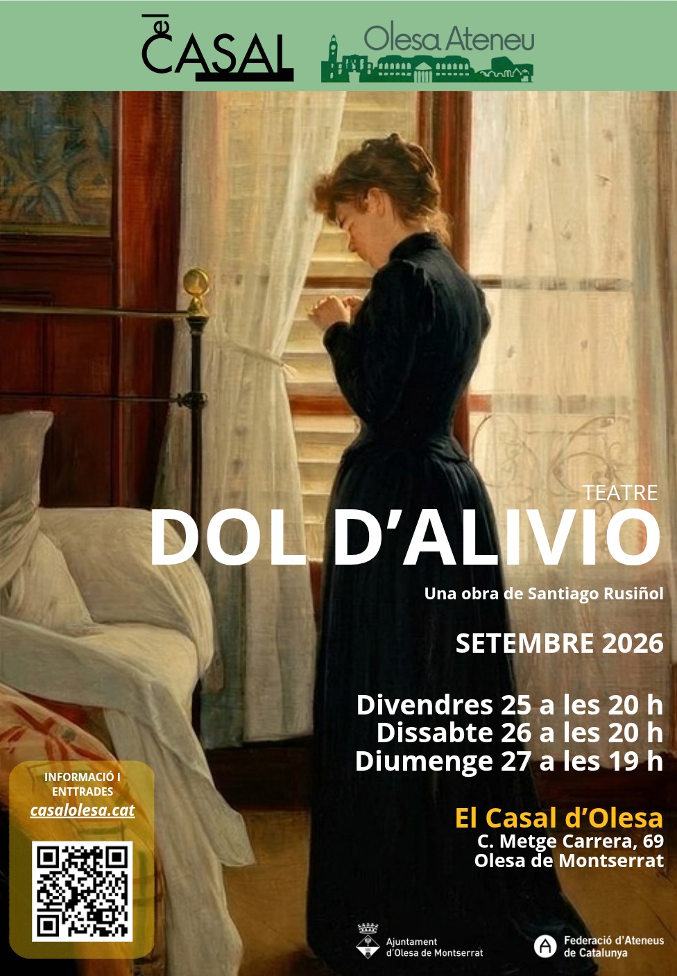 Cartell de l'obra de teatre Dol d'alivio que es representa al Casal el setembre de 2026