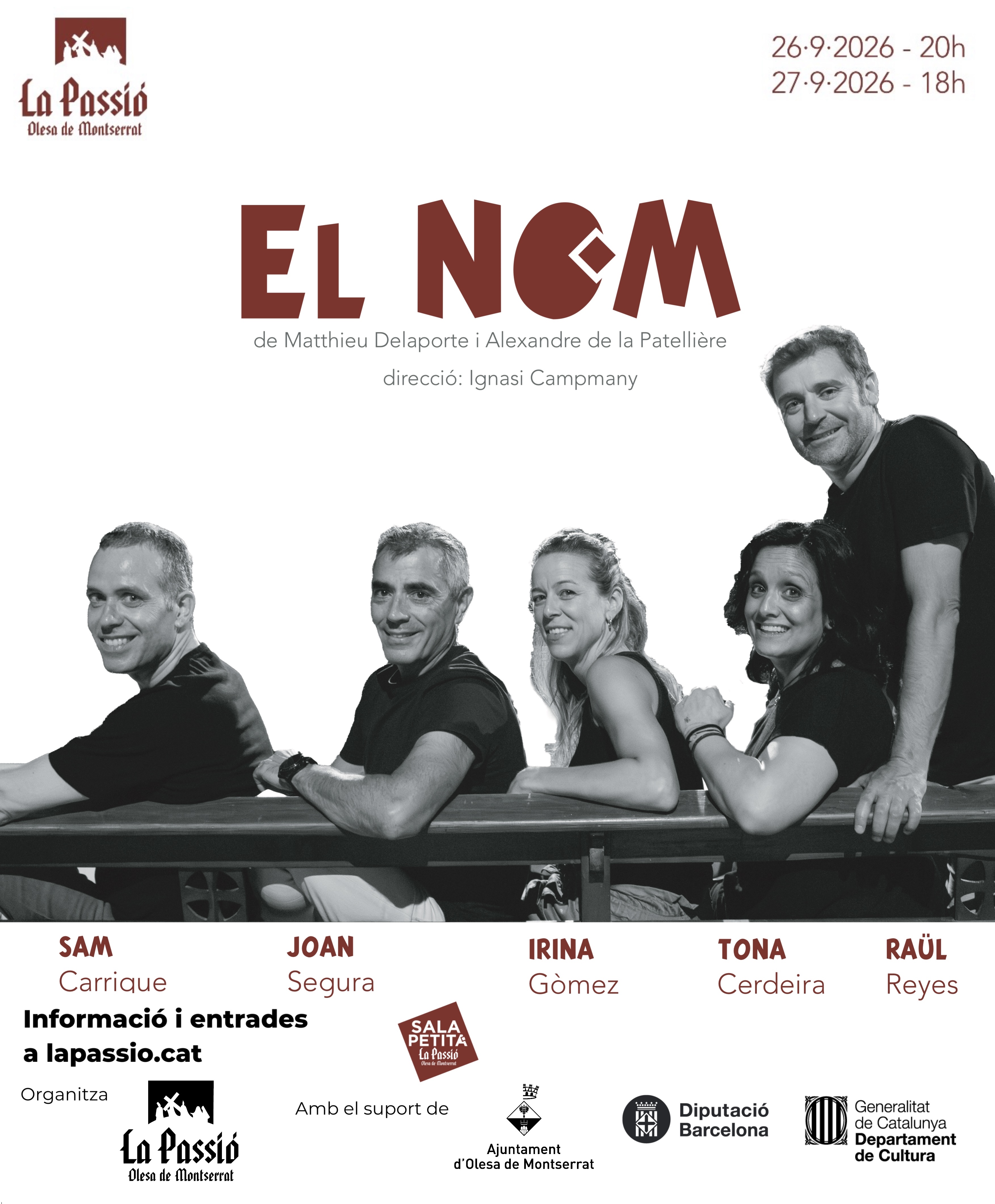 Cartell de l'obra de teatre El Nom que es representa a La Passió el setembre de 2026