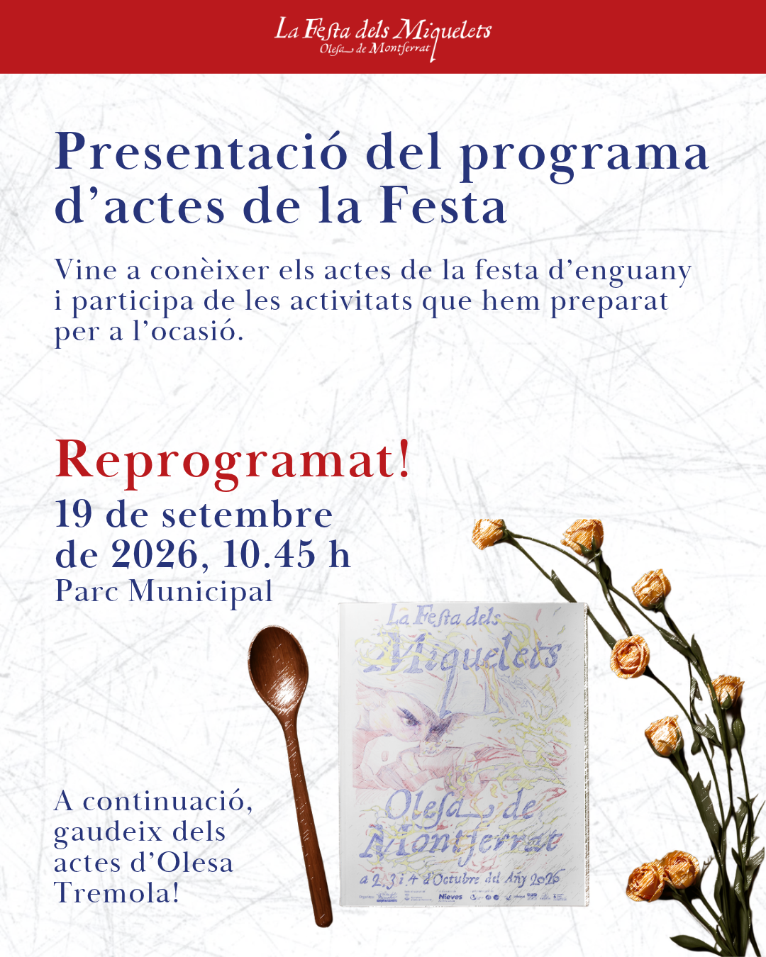Cartell de la presentació del programa d'actes de la Festa dels Miquelets 2026