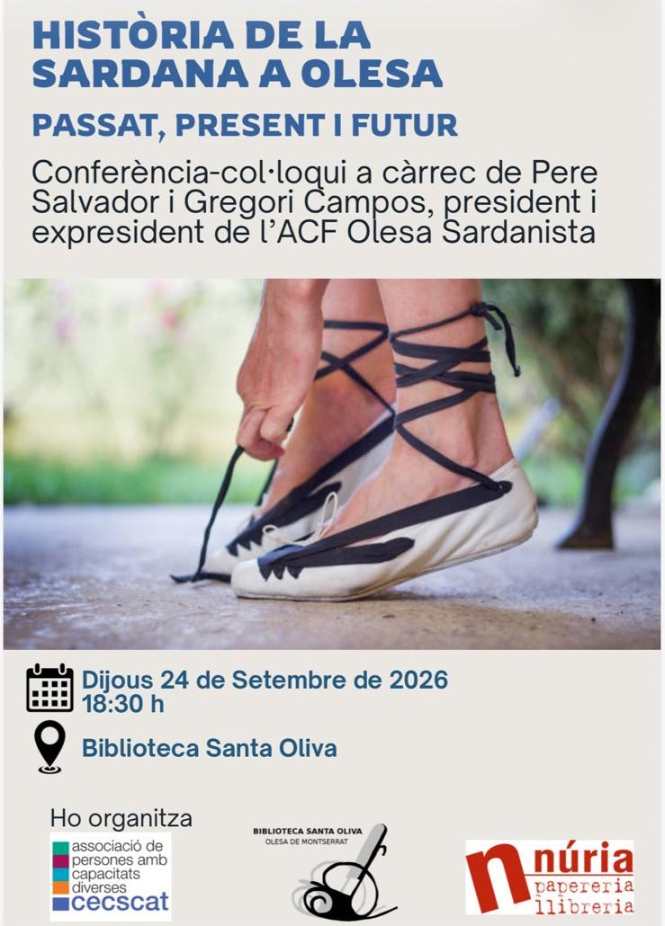 Cartell de la conferència sobre la Història de la sardana a Olesa, setembre 2026