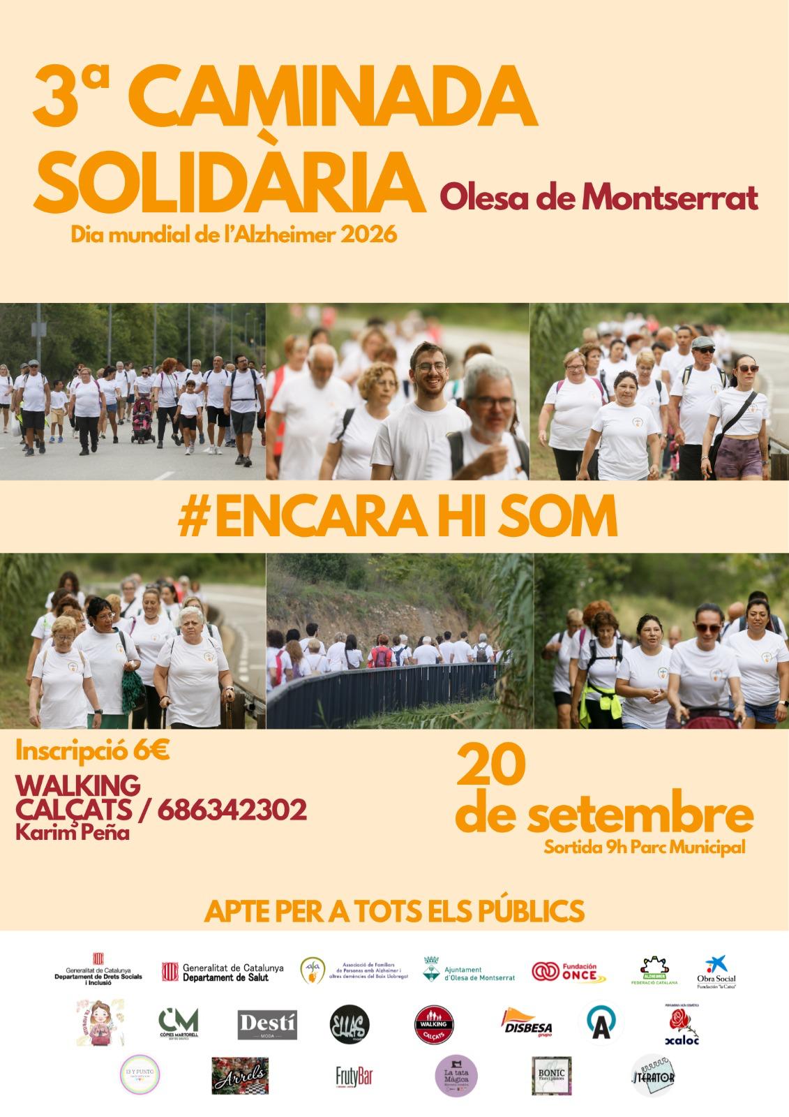 Cartell de la 3a Caminada Solidària a Olesa de Montserrat pel 20 de setembre de 2026