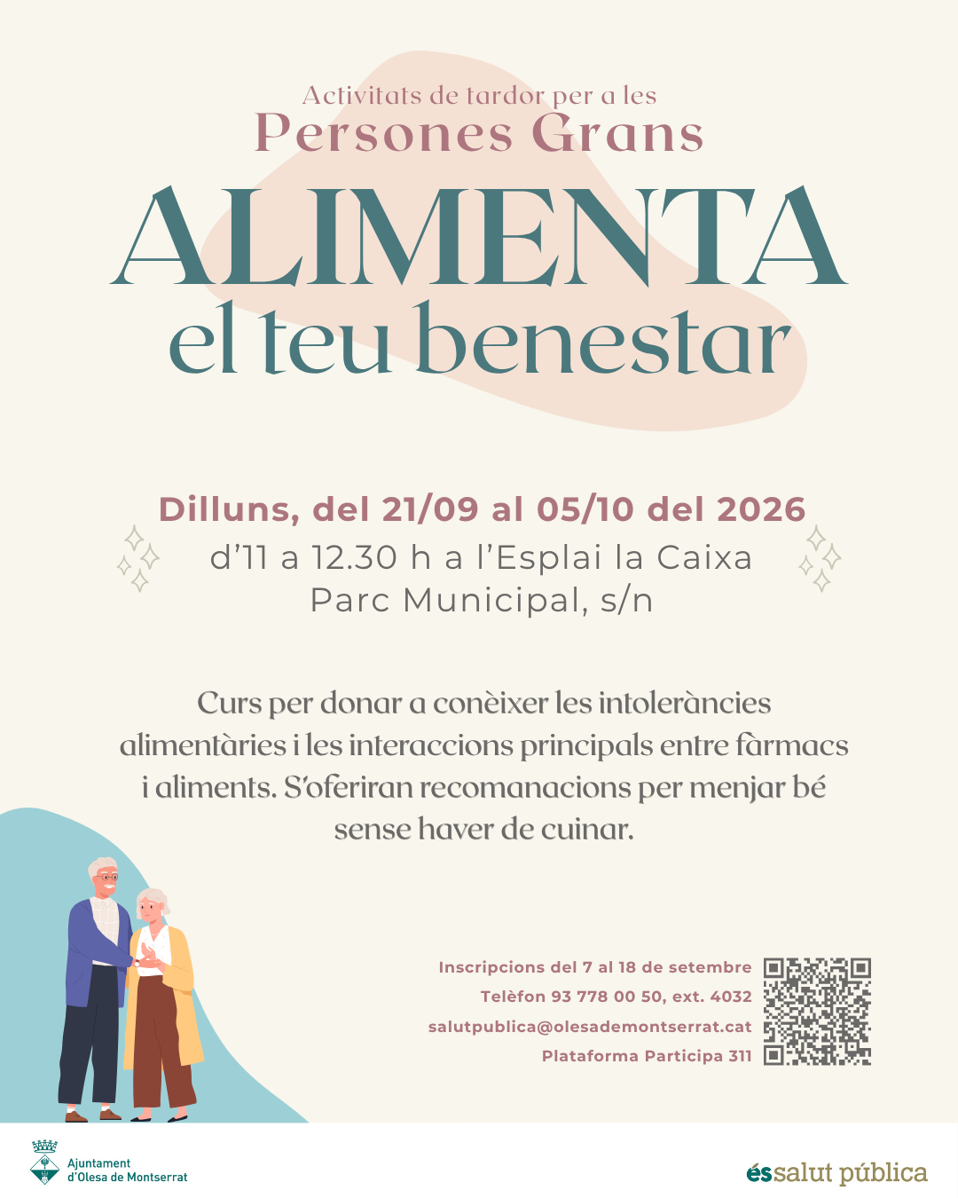 Cartell del curs d'alimentació i benestar per les Persones grans