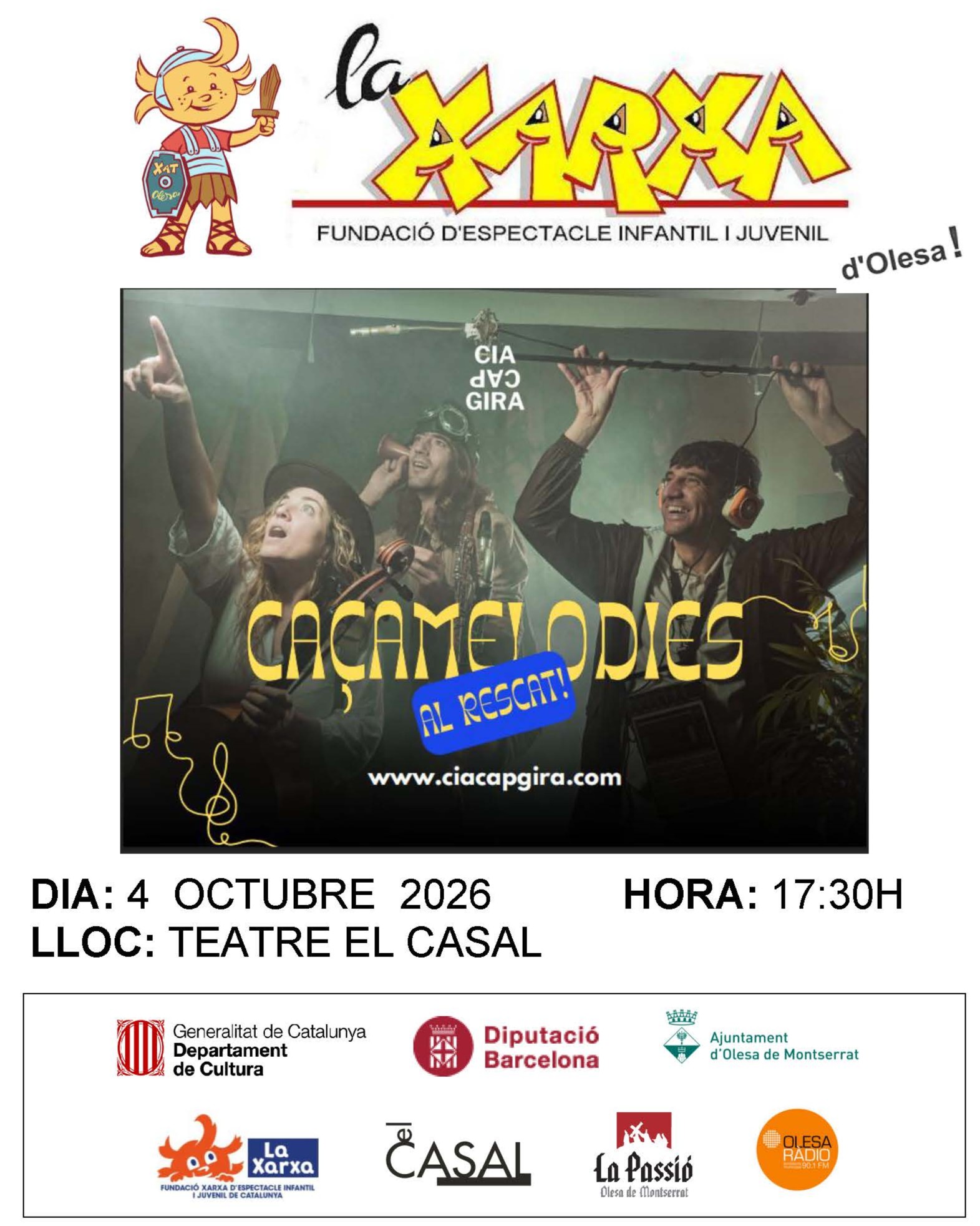 Cartell de l'espectacle infantil de la Xarxa, "Caçamelodies al rescat!"