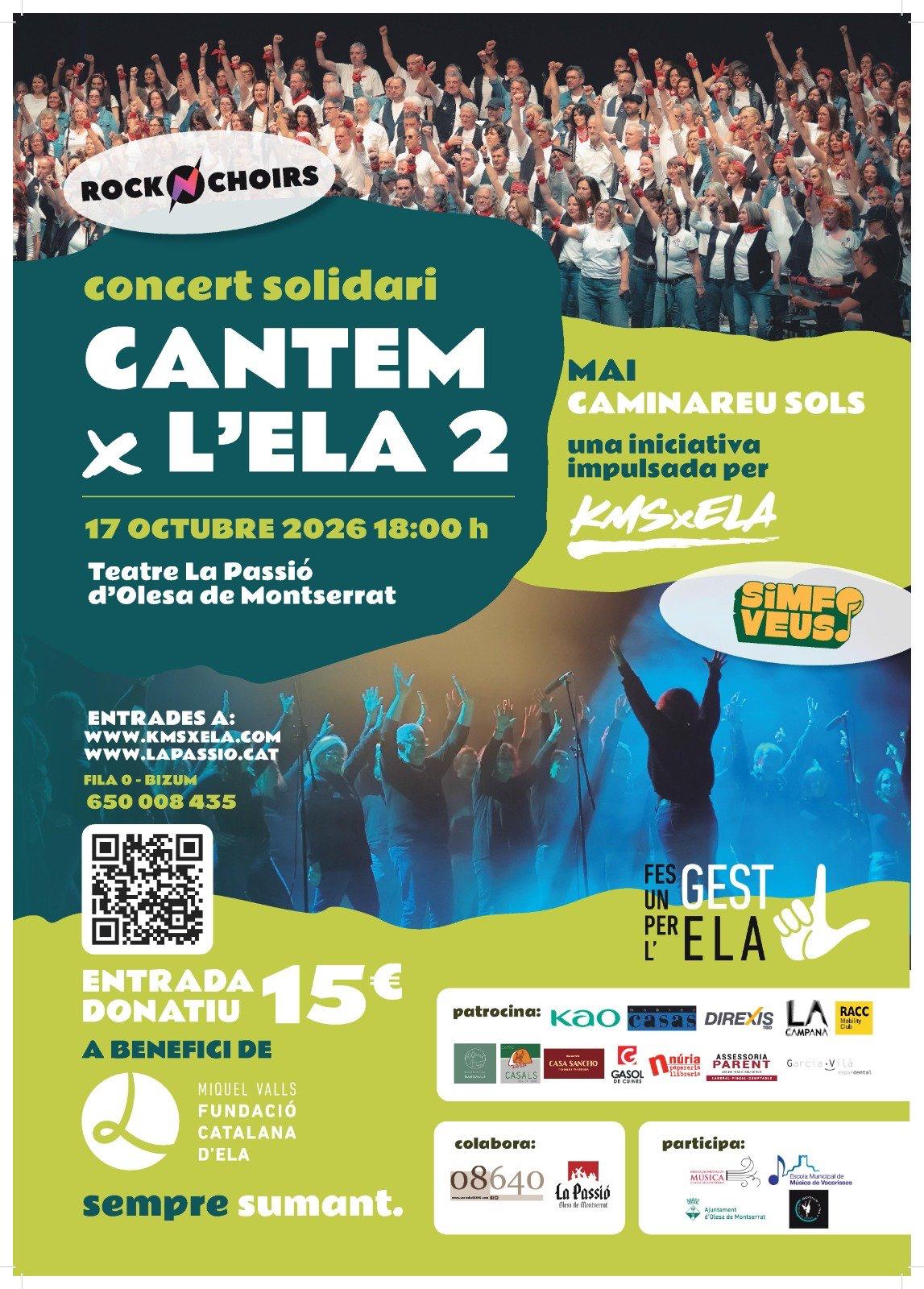 Cartell del concert solidari Cantem x l'ELA 2 de 2026