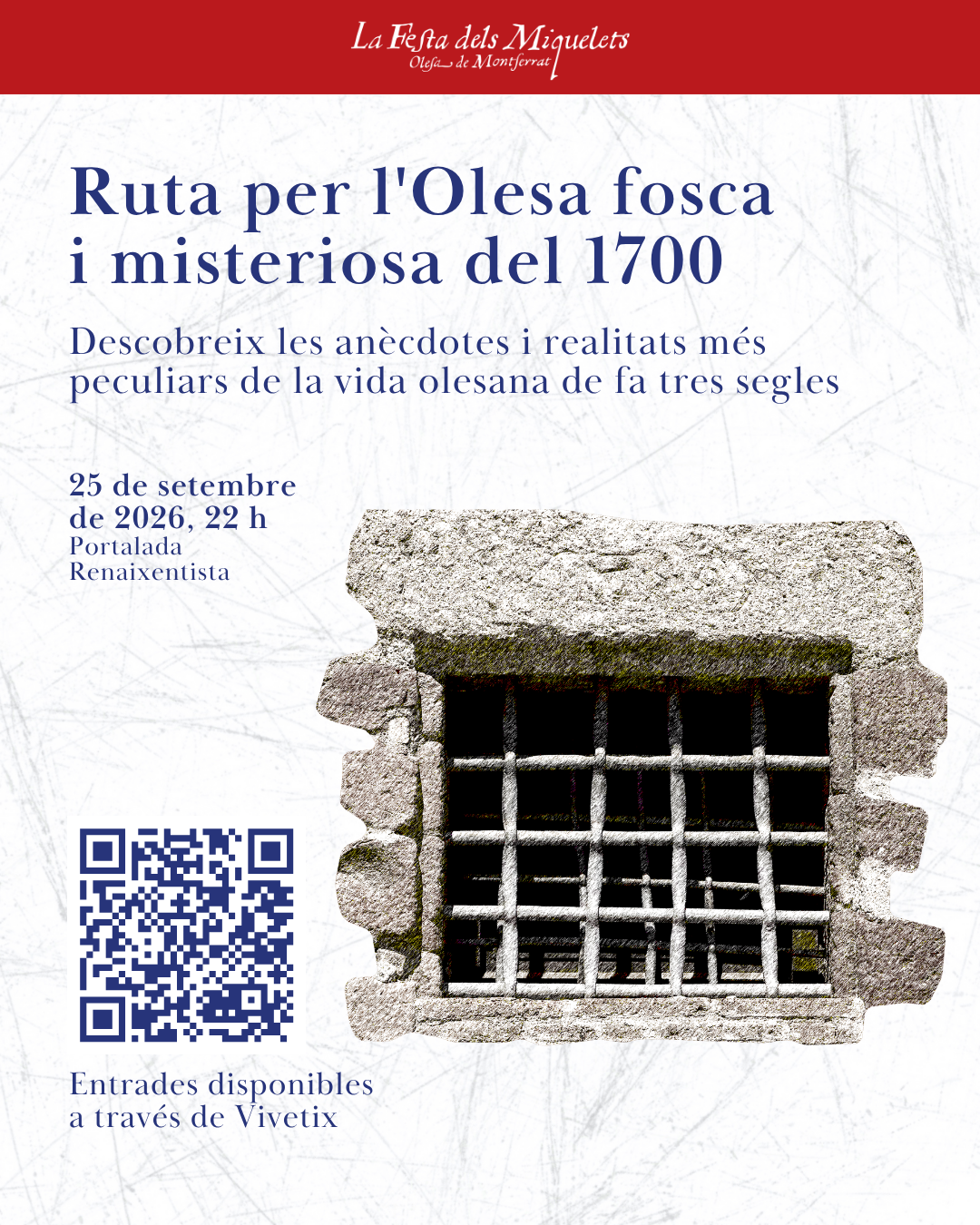 Cartell de la visita guiada a la Olesa Fosca i misteriosa el 1700, setembre 2026